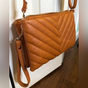 Burnt orange chevron purse cross body and clutch